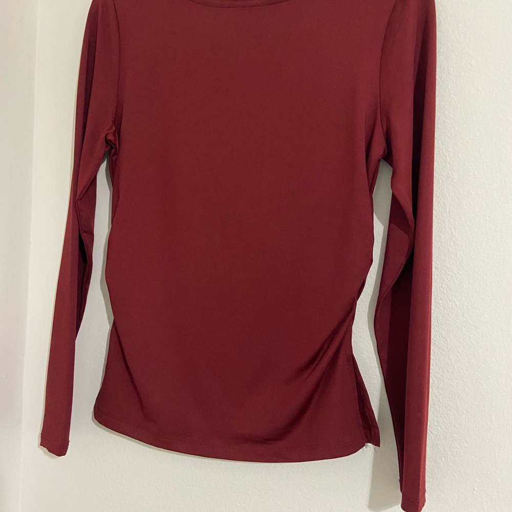 Elegant Long Sleeve Top - Rich Burgundy - Picture 2 of 7
